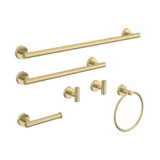 BWE 6-Piece Modern Bath Hardware Set Towel Ring TP Holder Hooks Towel Bar