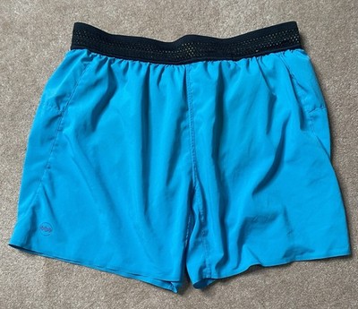 Janji  AFO Middle Running Shorts Mens Medium Blue-Neon Yellow Liner 5  InseamEUC