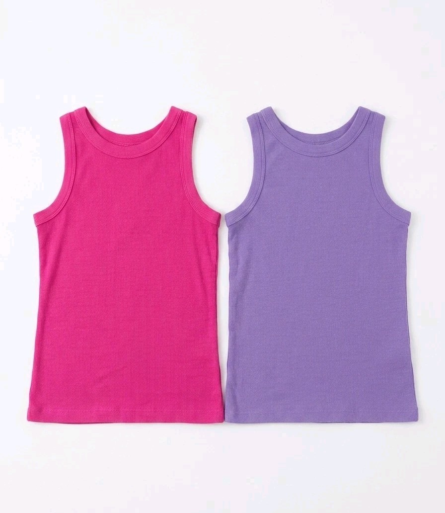 Wonder Nation Girls Rib-Knit Tank Tops 2-Pack Solid Crew Neck M 7/8 (260517-01)