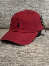 POLO Ralph Lauren Men's Cotton Adjust Dad Baseball Cap Dark Red /Blue Small Pony
