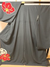 Kimono Furisode Red camellia on blacbackground Coming of age ceremony Graduation