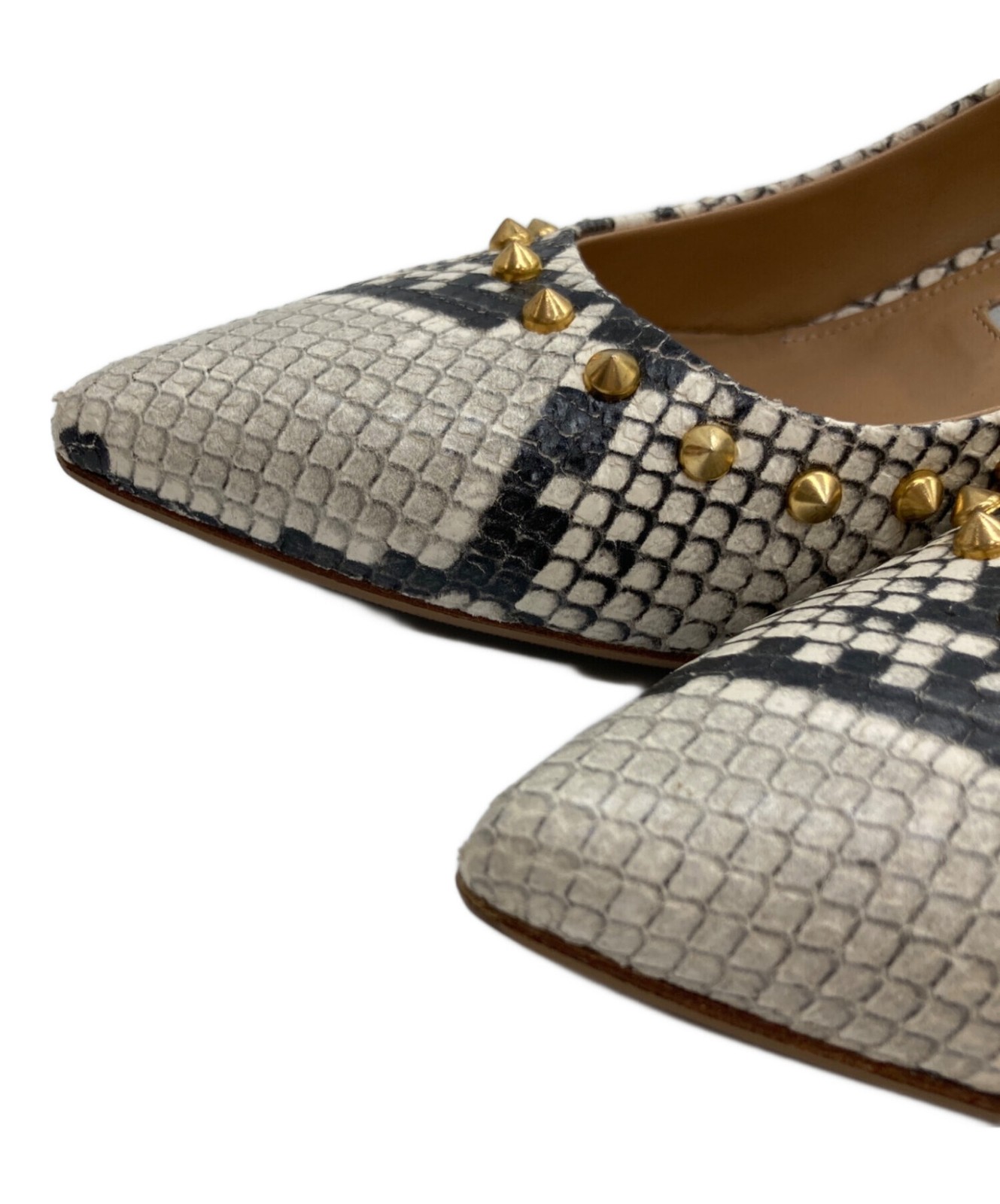PELLICO Python Print Studded Pumps/ Ivory and Bla… - image 7