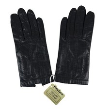 Vintage Fownes Womens Genuine Leather Black Gloves Acrylic Lined Size 7