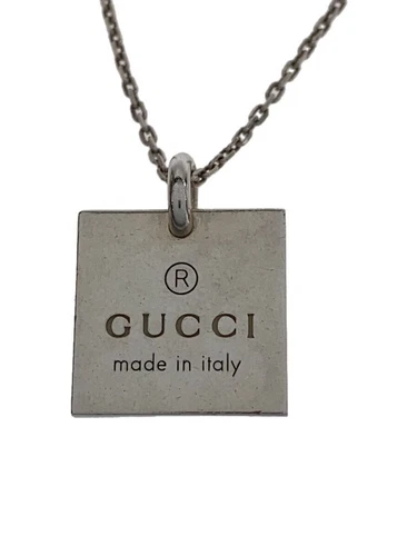 GUCCI collana quadrata logo placca SV925 argento con top per uomo usata