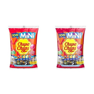 Chupa Chups Mini Classic Lutscher Beutel, 100 Mini-Lollis 5 Geschmacksrichtungen