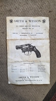 Vintage 1973 Smith & Wesson .38 Chiefs Special Model 36 Original Instruction Man