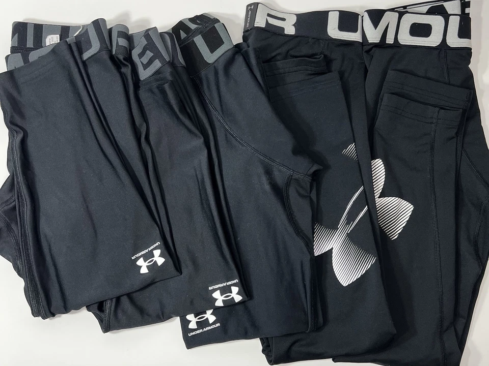 Paquete de medias de compresión Under Armour 5 quilates juveniles medianas HeatGear ColdGear negras Foto 2 de 4