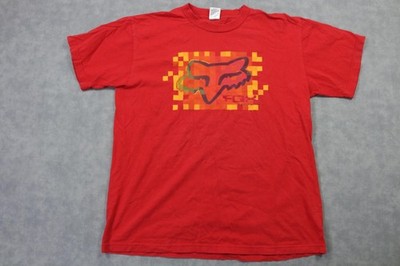 Fox Racing Shirt Mens XL Red Pixel Fox Head Logo Graphic Tee Moto Racing