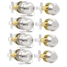 Front Door Lock Set, Keyed Alike Exterior Door Lock Set 4 Pack Brushed Nickel