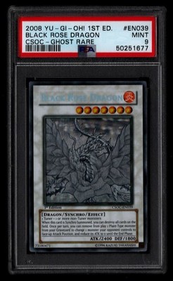 YuGiOh PSA 9 MINT Black Rose Dragon CSOC-EN039 Ghost Rare 1st