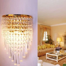 Crystal Wall Light Sconce LED Bedroom Lamp Hallway Lighting Fixture Gold/Silver