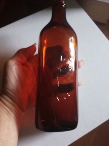 30er Jahre Vintage Scott's Emulsion Kabeljau Leberöl braune Flasche 9 Zoll geprägt Fischer - Bild 6 von 6