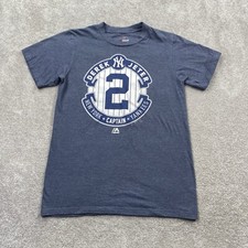 New York Yankees Derek Jeter T Shirt Size S Blue Majestic Triple Peak