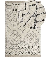 Baumwollteppich Beige Und Schwarz Aztekenmuster Modern Vintage 160 X 230 Cm Zeyn