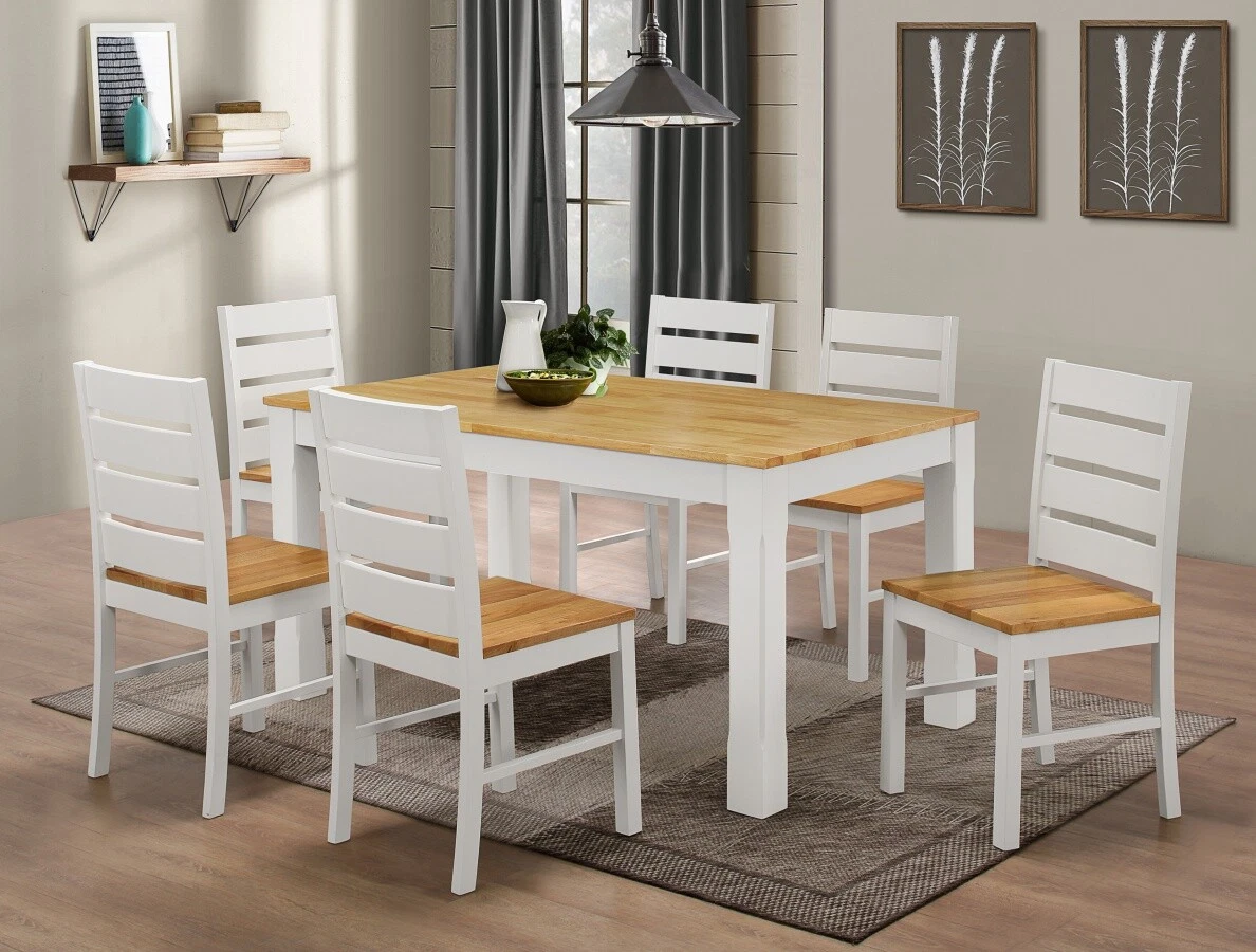 White and natural wood dining chairs online