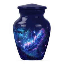 Purple Meadow Feather Urn: Large Memorial Urn for Ashes Adult Keepsake