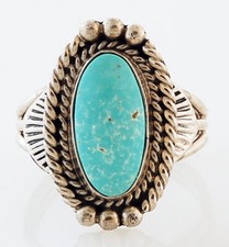 Native American Navajo Handmade Sterling Silver with Turquoise Ring Size 6