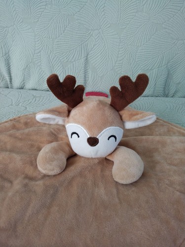 Reindeer Moose Sensory Lovey Brown White Red Security Blanket 2022 Modern Baby