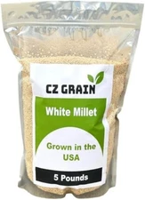 CZ Grain 5 Pounds Premium White Millet Proso Seeds - Bulk Seeds, Bird Feed, Wild