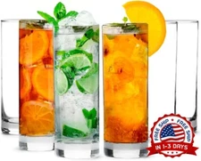 Vasos Altos De 12 Onzas,Juegos 6Pcs De Vidrio Alto Vasos De Cóctel, Bar Beer NEW