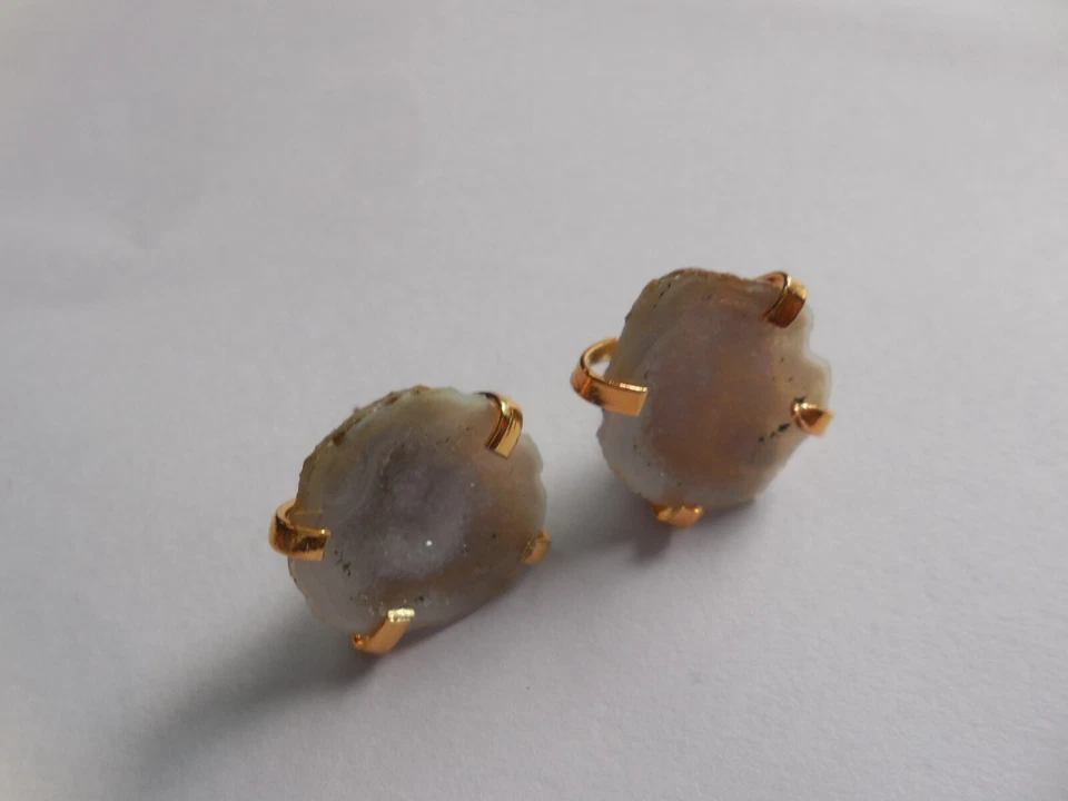 Pendiente de piedras preciosas druzy natural cueva druzy joyería piedra geoda azúcar Foto 4 de 4