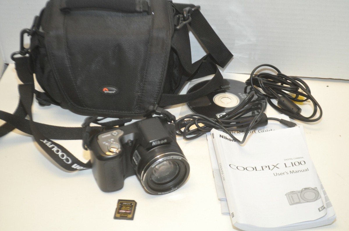 Nikon COOLPIX L100 10.0MP Black Digital Camera w/ 4gb SD Card,Case