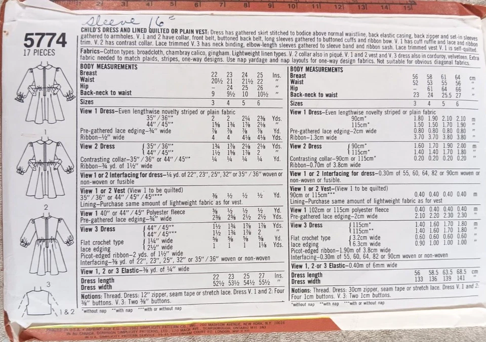 Simplicity 5774 Sewing Pattern Girls 1980's Dress Quilted Vest Church - Image 2 of 3