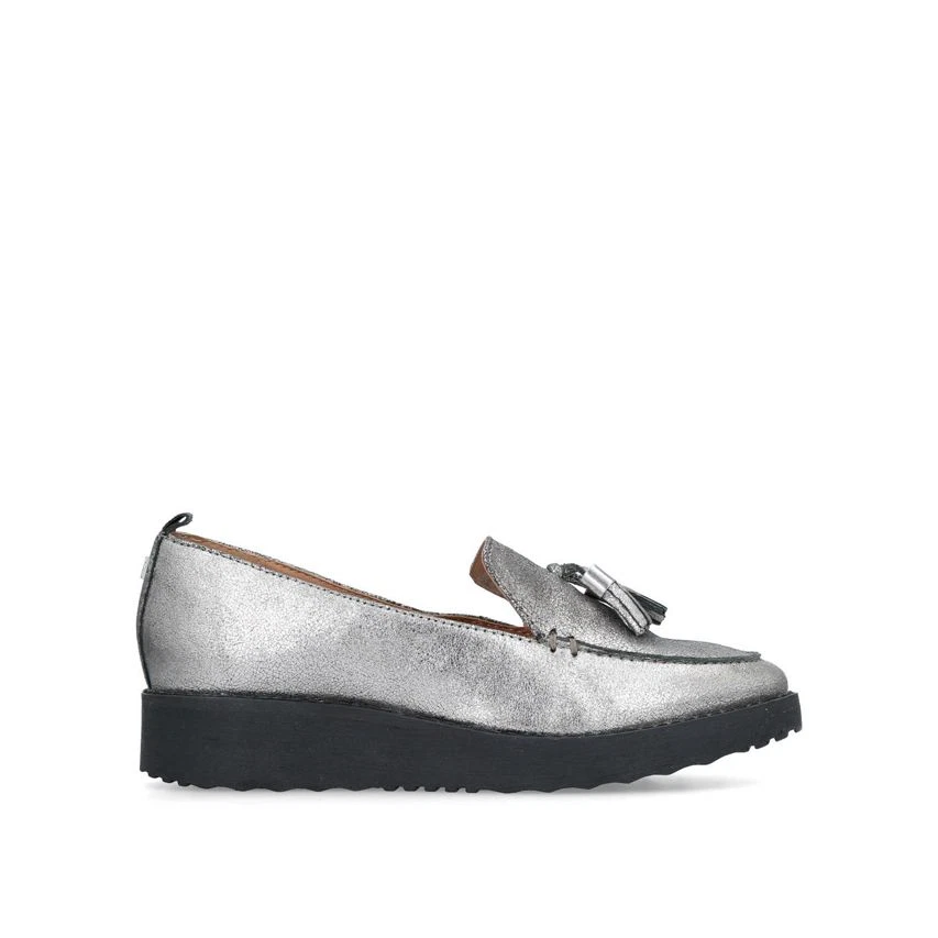 Carvela Mystery Pewter Leather Women Loafers Slip On Shoes eBay
