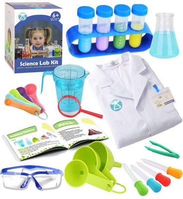 Science Experiment Kit with Lab Coat Scientist Costume Dress Up and Role Play...