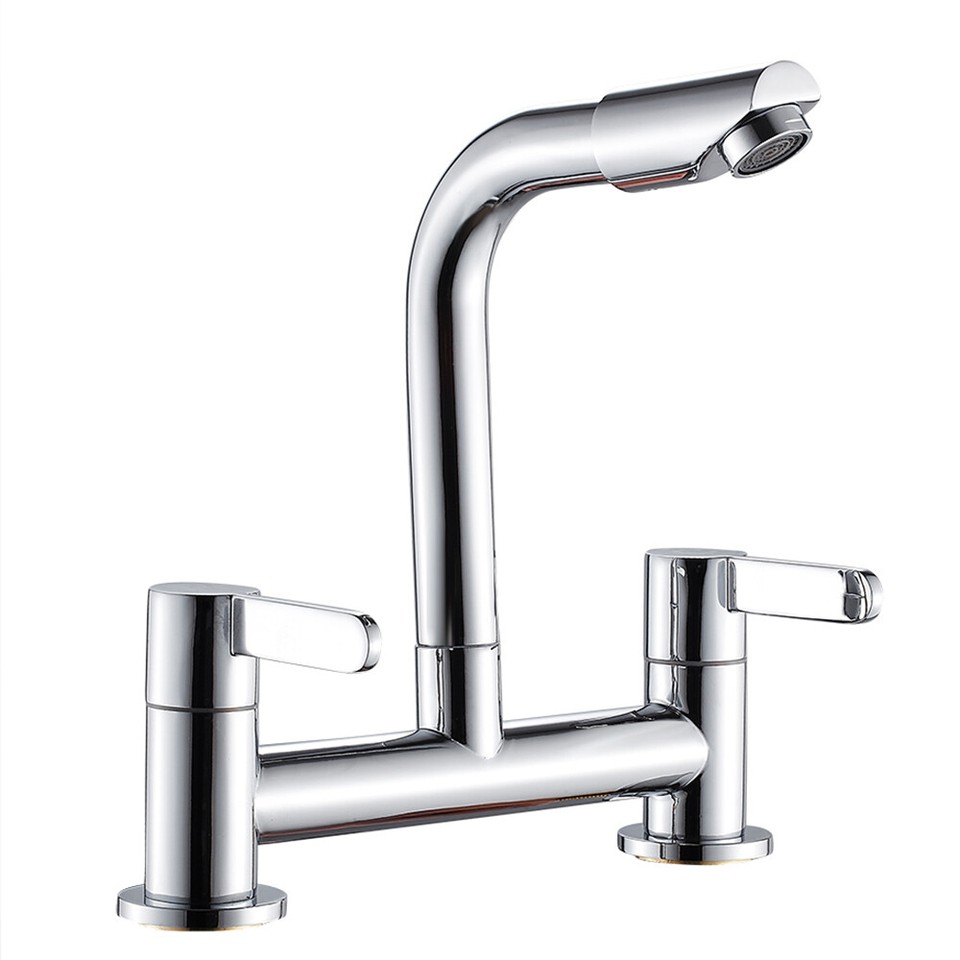 Kitchen Sink Taps 2 Hole Kitchen Mixer Taps Brass Bridge Dual Lever