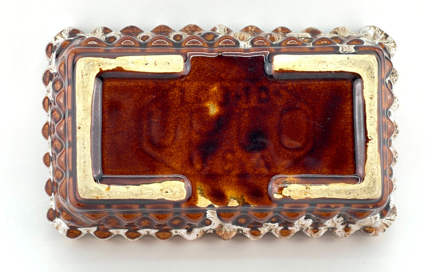 Mid-Century Planter or Dish UPCO Pottery Company #103 Brown Drip Glaze USA 10"L