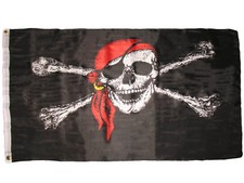 3x5 Jolly Roger Pirate Bandana Red Hat Skull Crossbones Flag 3'x5' House Banner