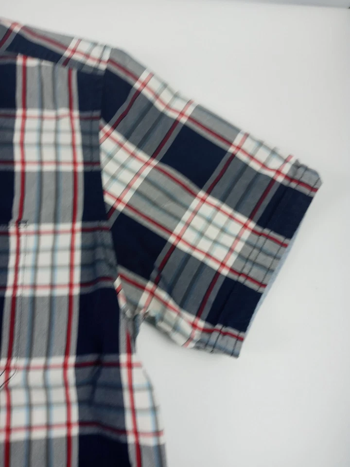 Camisa de campamento Tom Taylor para hombre talla XL azul a cuadros 100 % algodón manga corta abotonada Foto 4 de 4