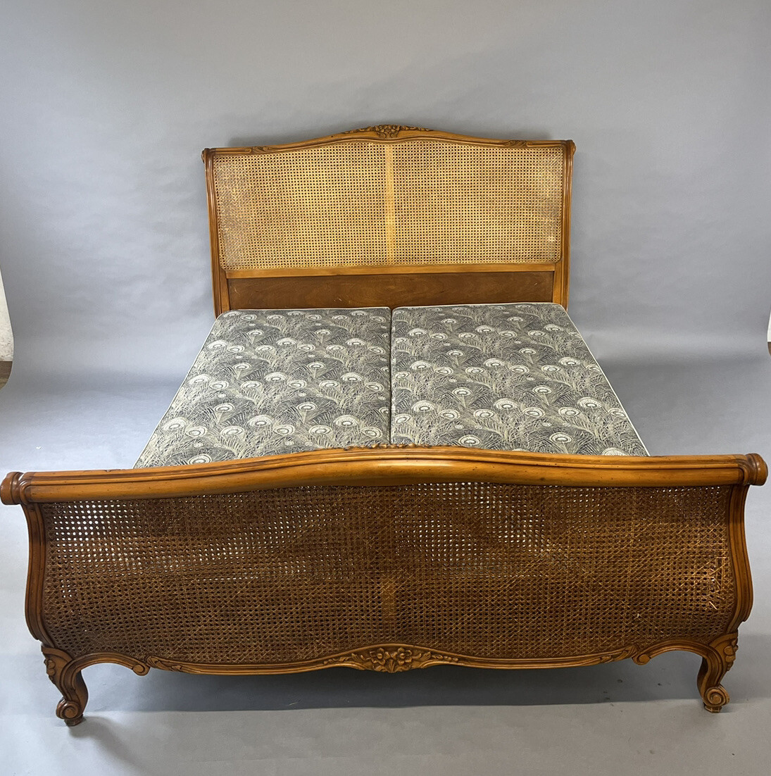 King size 5 Ft French Cane Bed. Rattan Bed And So To Bed Carved Style