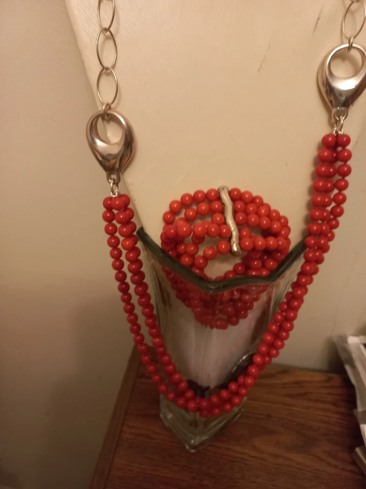 Juego de collar y pulsera Simon Sebbag Coral con plata de ley Foto 3 de 3