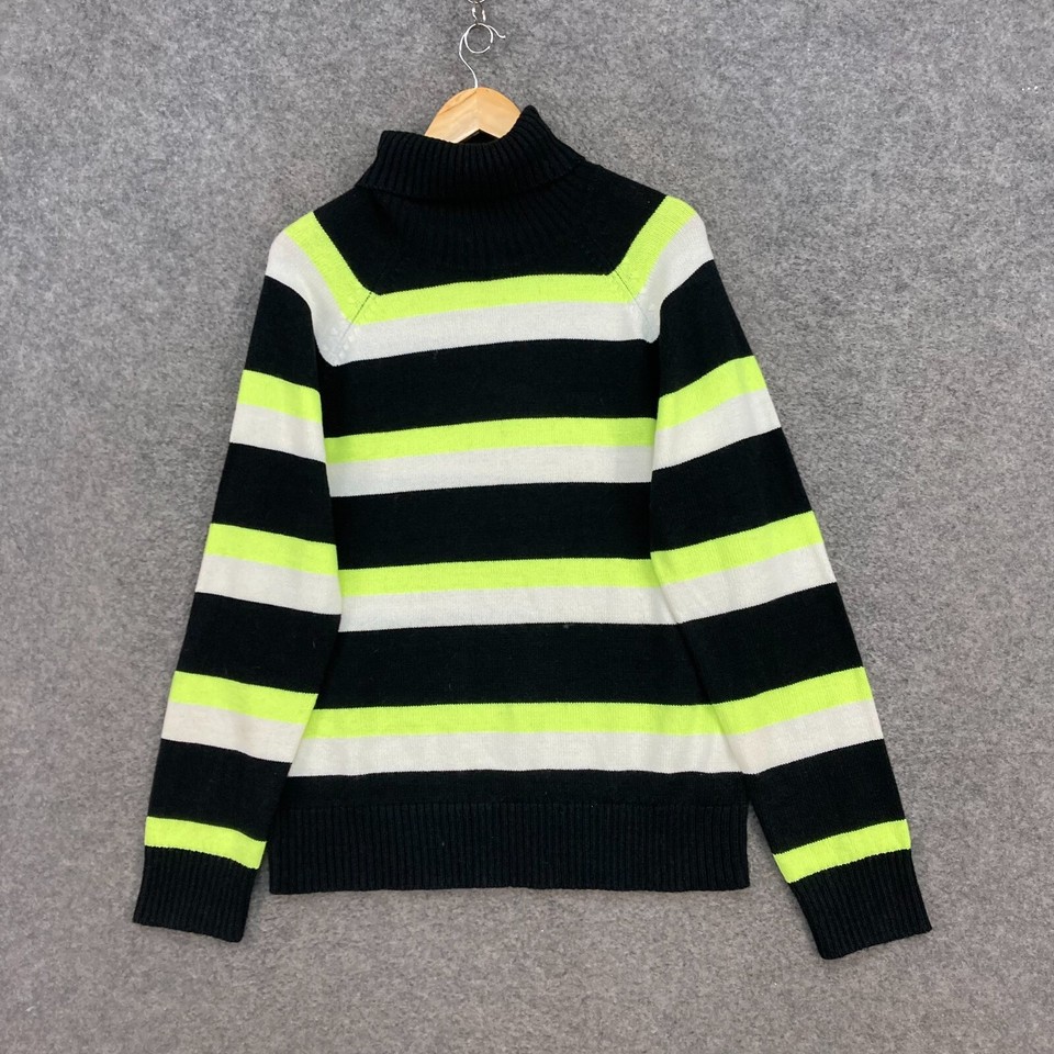 Another Infulence Jumper Womens Medium Black Striped Roll Neck Sweater 19304