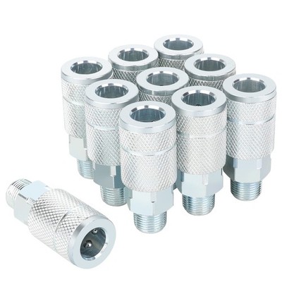 JOROY 3/8 Air Compressor Hose Fittings, Automotive MNPT COUPLER, Silver