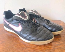 Nike Tiempo Black Pink Indoor Soccer Shoes Foldover Tongue 359589-006 Size US6Y