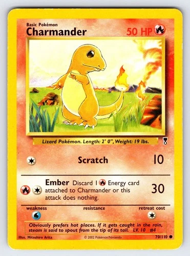 Charmander 70/110 Legendary Collection Pokemon Card TCG WOTC Vintage Common - Mp