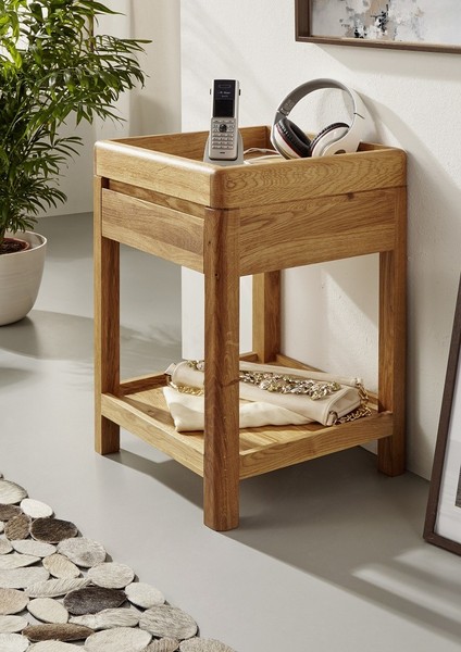 Telefontisch 40X60Cm Massivholz Wildeiche Eiche Massiv Holz GeöLt Neu Ovp!!!!-image