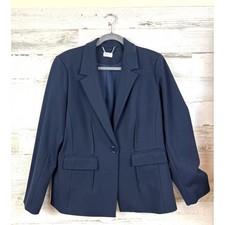 ECRU Womens M Navy Blue Single Breasted Tailored Blazer Work Evening Wear Office