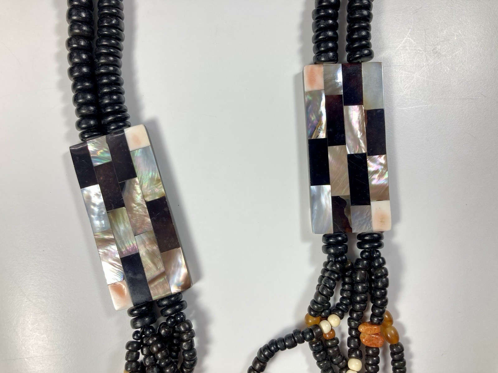 Vintage Abalone Shell Large Statement Necklace Wo… - image 3