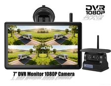Wireless 1080P Rearview Backup Camera BSD + 7'' Monitor DVR For RV Truck Camper
