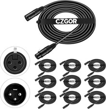 DMX Cable 10 Ft, 10 Pack Flexible 3 Pin Signal XLR Male to Female DMX Cable Wire