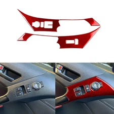Red Carbon Fiber Window Lift Switch Panel Cover For Hyundai Genesis Coupe 13-16
