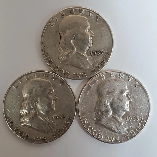 1953 P,D,S Franklin Half Dollars 90% SILVER (3 Coin Set) **Exact Coins** #00-69