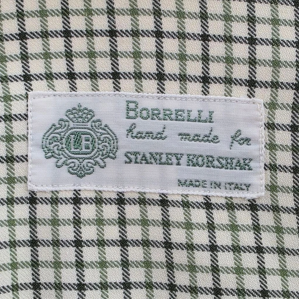 Camisa Borrelli Italia Verde a Cuadros M Lino Algodón Silenciosa Lujo Hecha a Mano Foto 4 de 4