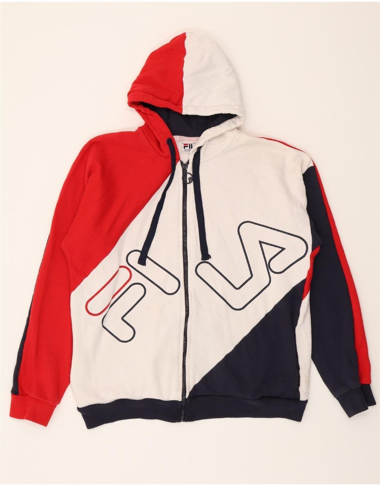 FILA Felpa con Cappuccio Uomo Grafica Zip Media Multicolore Colourblock DD06