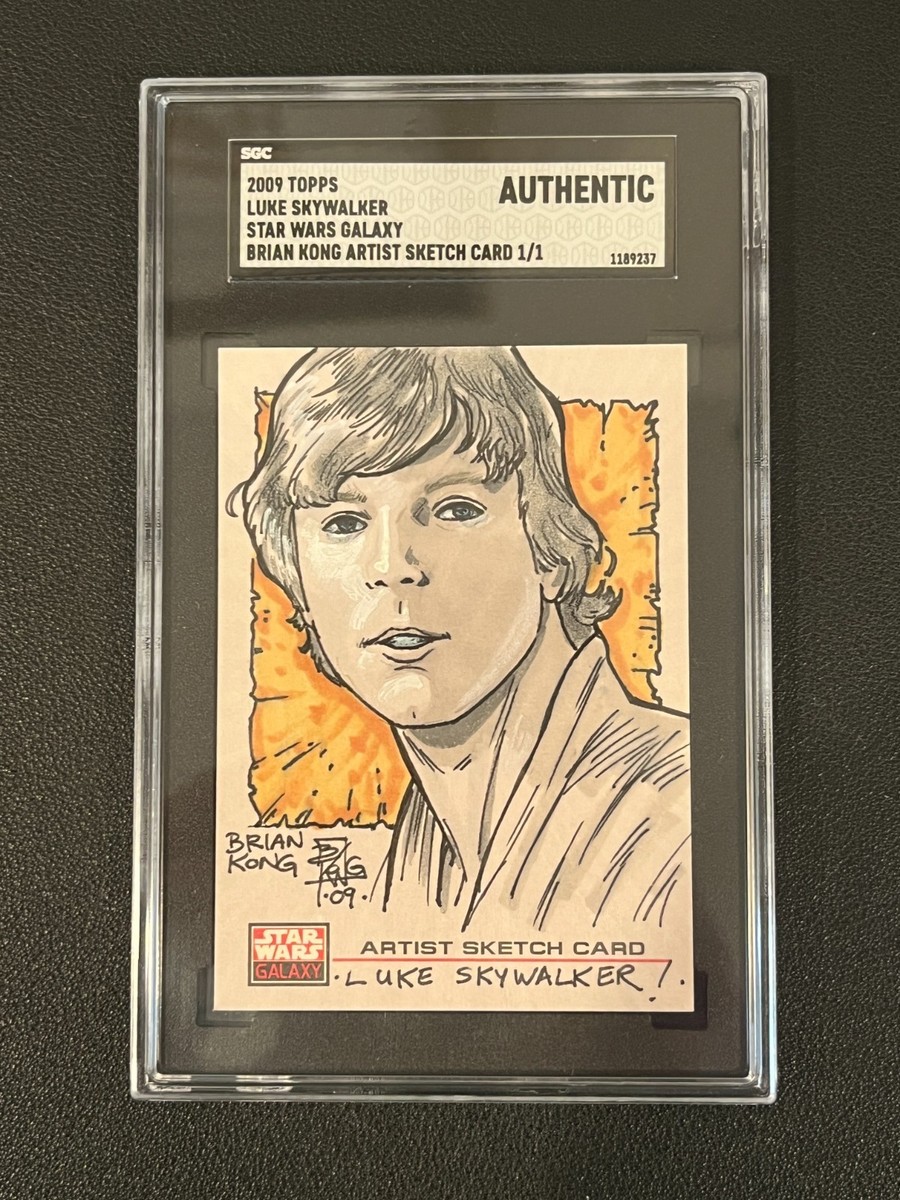 Luke Skywalker 2009 Topps Star Wars Brian Kong Auto Artist Sketch