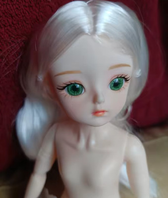 BJD Doll Matte Face 12'' Body Movable Joints White Hair Wig Toys Green Eyes Gifts